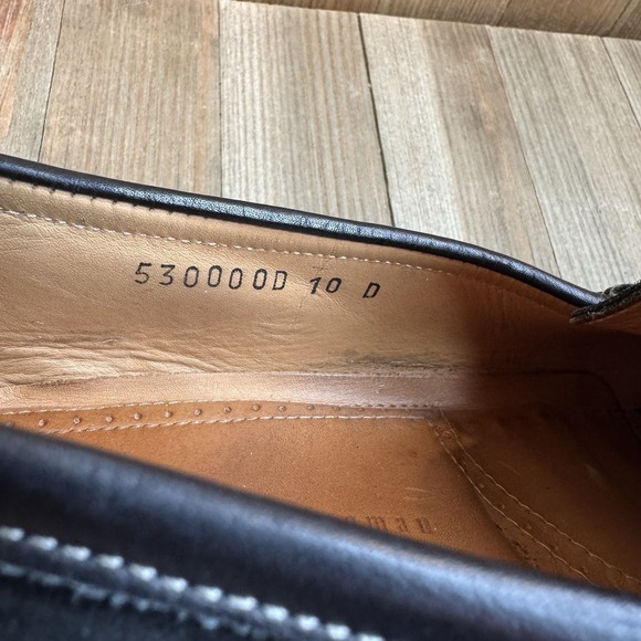 Martin Dingman Mens Black Suede Penny Loafers Slip On White Top Stitch Size 10D - Picture 8 of 8